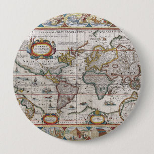 knop Antiek Wereldkaart Ronde Button 4,0 Cm