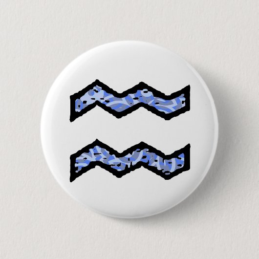 Knop Aquarius Symbol (stijl 1_blue) Ronde Button 5,7 Cm (Voorkant)