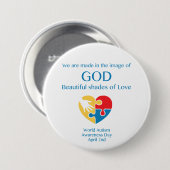 Knop Autism Love Awareness Ronde Button 7,6 Cm (Voorkant /achterkant)