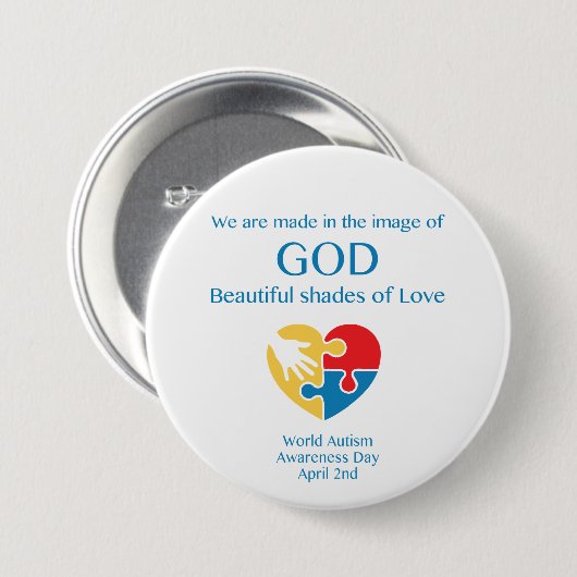 Knop Autism Love Awareness Ronde Button 7,6 Cm (Voorkant /achterkant)