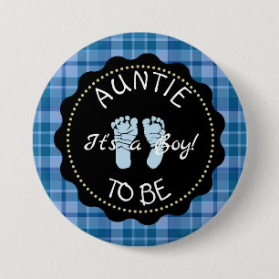 knop Baby shower blauw geplakt Ronde Button 7,6 Cm