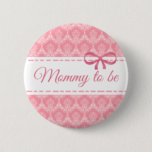Knop Baby shower roze staaf Ronde Button 5,7 Cm (Voorkant)