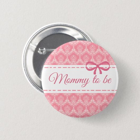 Knop Baby shower roze staaf Ronde Button 5,7 Cm (Voorkant /achterkant)