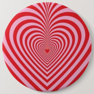 Knop Badge - Optische Illusie Harten Ronde Button 6,0 Cm