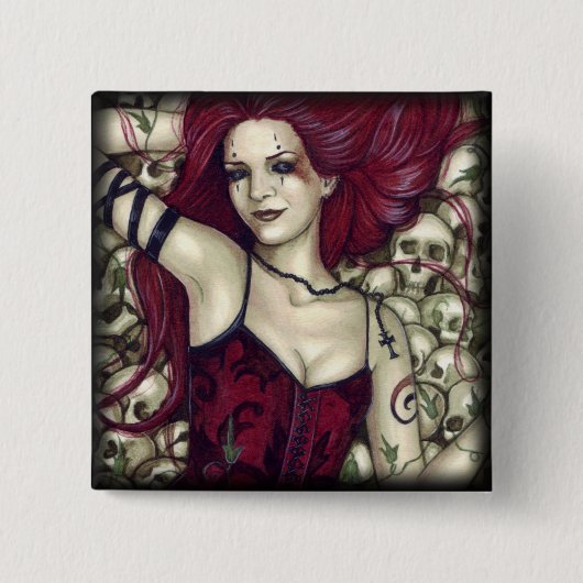 Knop Bed of Skulls Vierkante Button 5,1 Cm (Voorkant)
