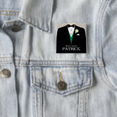 Knop Beste man, tuxedo green roos, op maat gemaakt Vierkante Button 5,1 Cm (In situ)