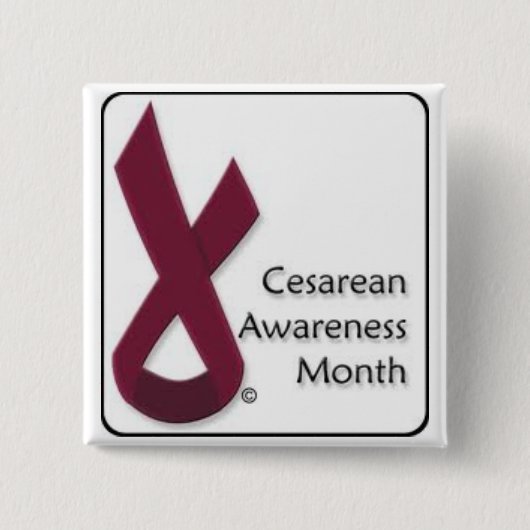 Knop Bewustmakingsmaand Cesarean Vierkante Button 5,1 Cm (Voorkant)