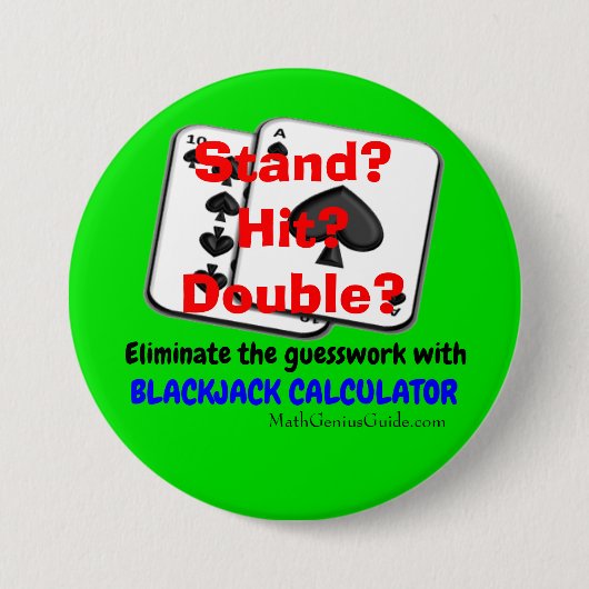 Knop Blackjack Calculator Ronde Button 7,6 Cm (Voorkant)
