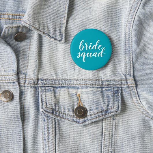 Knop Blauw en wit "bride squad" Ronde Button 5,7 Cm (In situ)