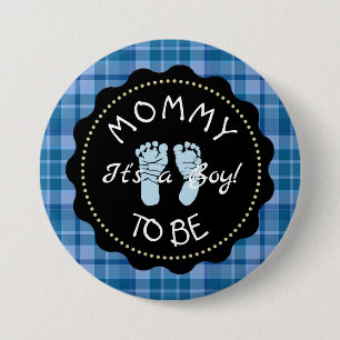 Knop Blauw speldenBaby shower Ronde Button 7,6 Cm
