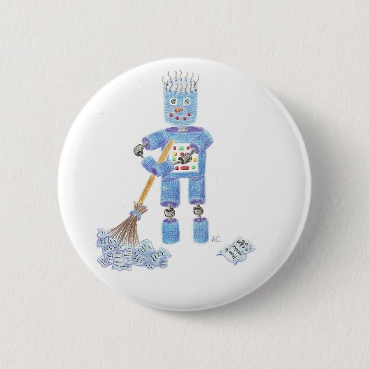 Knop Blauwe robot Ronde Button 5,7 Cm (Voorkant)