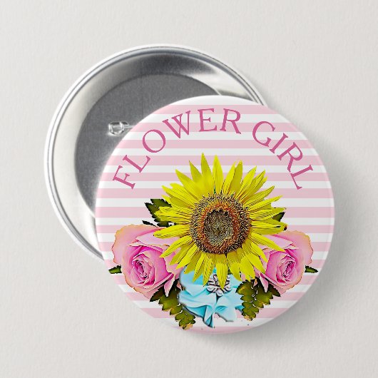 Knop Bloemenmeisje vrijgezellenfeest Ronde Button 7,6 Cm (Voorkant /achterkant)