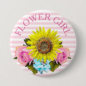 Knop Bloemenmeisje vrijgezellenfeest Ronde Button 7,6 Cm (Voorkant)