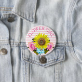 Knop Bloemenmeisje vrijgezellenfeest Ronde Button 7,6 Cm (In situ)