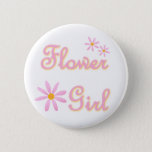 Knop Bloemmeisje Ronde Button 5,7 Cm<br><div class="desc">Vloeiend meisje t-shirts en knoppen met  roze tekst en roze bloemen!</div>