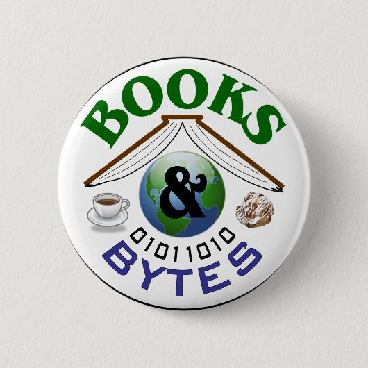 Knop Boeken en Bytes logo Ronde Button 5,7 Cm (Voorkant)