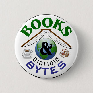 Knop Boeken en Bytes logo Ronde Button 5,7 Cm