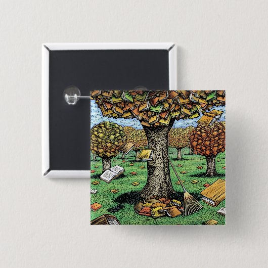 Knop Boekstructuur Vierkante Button 5,1 Cm (Voorkant /achterkant)