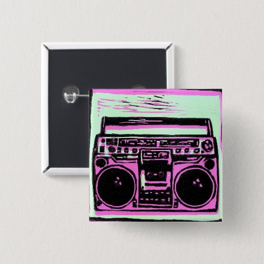 knop boombox vierkante button 5,1 cm (Voorkant /achterkant)