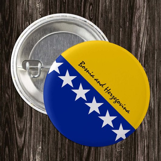 Knop Bosnië en Herzegovina, patriottische vlag Ronde Button 3,2 Cm