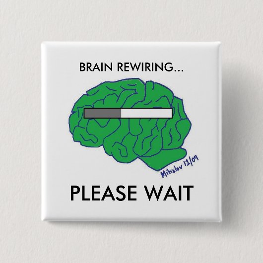 Knop "BRAIN REWIRING" Vierkante Button 5,1 Cm (Voorkant)