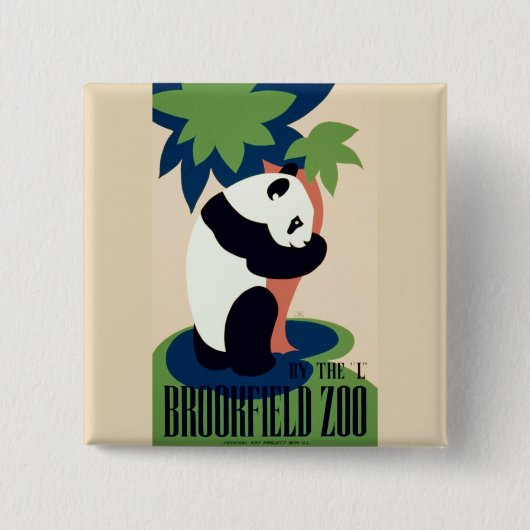 Knop "Brookfield Zoo" Vierkante Button 5,1 Cm (Voorkant)