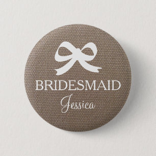 Knop Burlap bridesmaid voor landbruiloft Ronde Button 5,7 Cm