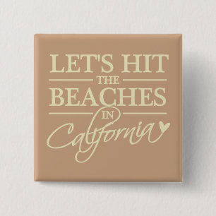 Knop Californische stranden Vierkante Button 5,1 Cm