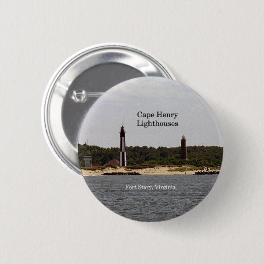 Knop Cape Henry Lighthouses Ronde Button 5,7 Cm (Voorkant /achterkant)