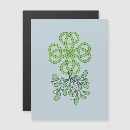 Knop Celtic Love met Mistletoe Magnetische Uitnodiging (Voorkant / Achterkant)