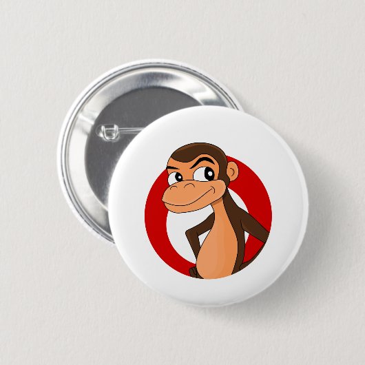Knop Chimp cartoon Ronde Button 5,7 Cm (Voorkant /achterkant)