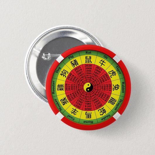 Knop Chinees wiel Ronde Button 5,7 Cm (Voorkant /achterkant)