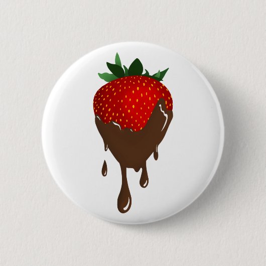knop chocoladeaardbei ronde button 5,7 cm (Voorkant)