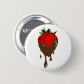 knop chocoladeaardbei ronde button 5,7 cm (Voorkant /achterkant)