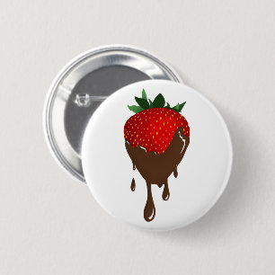 knop chocoladeaardbei ronde button 5,7 cm