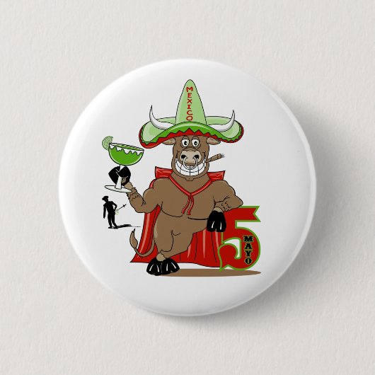 Knop Cinco de Mayo Ronde Button 5,7 Cm (Voorkant)