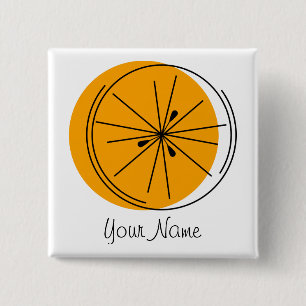 knop Citrus Oranje Name Vierkante Button 5,1 Cm