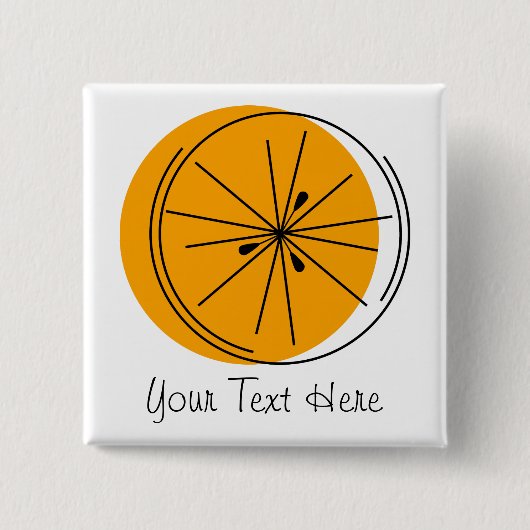 knop Citrus Oranje Vierkante Button 5,1 Cm (Voorkant)