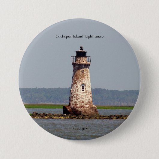 knop Cockspur Island Lighthouse Ronde Button 7,6 Cm (Voorkant)