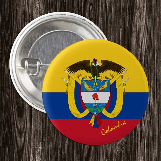 Knop Colombia, patriottische Colombiaanse vlag Ronde Button 3,2 Cm