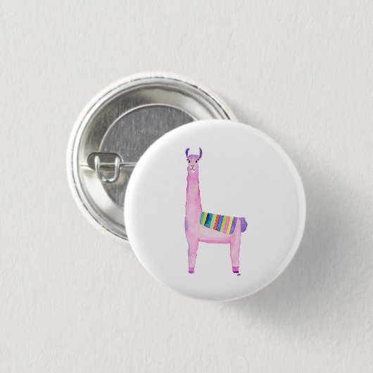 Knop Cute llama, pin Ronde Button 3,2 Cm (Voorkant /achterkant)