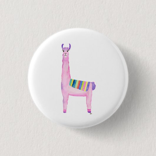 Knop Cute llama, pin Ronde Button 3,2 Cm (Voorkant)