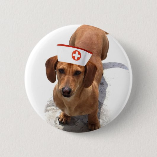 Knop Dachshund-verpleegster Ronde Button 5,7 Cm (Voorkant)