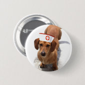Knop Dachshund-verpleegster Ronde Button 5,7 Cm (Voorkant /achterkant)