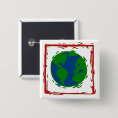 Knop 'De Aarde' Vierkante Button 5,1 Cm (Voorkant /achterkant)