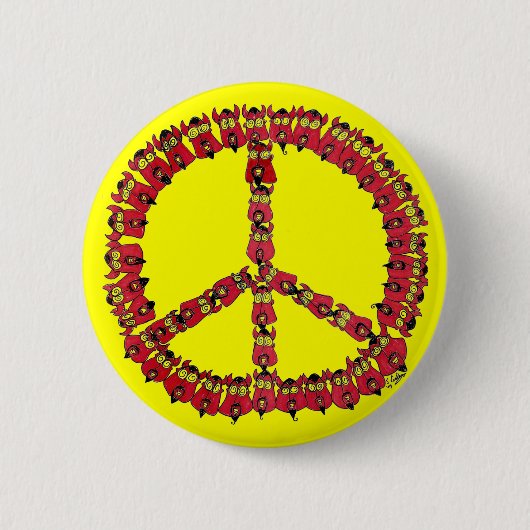 Knop Devils for Peace Ronde Button 5,7 Cm (Voorkant)