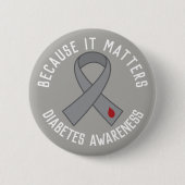 Knop Diabetes Awareness Ronde Button 5,7 Cm (Voorkant)