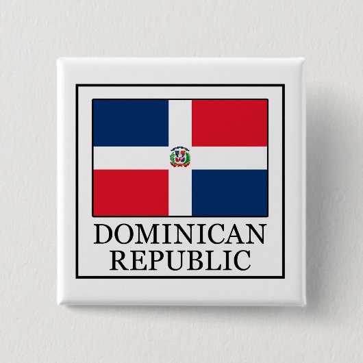 Knop Dominicaanse Republiek Vierkante Button 5,1 Cm (Voorkant)