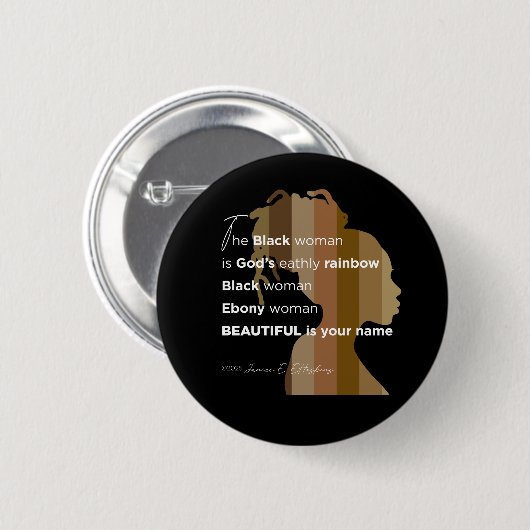 Knop "Ebony Woman" Ronde Button 5,7 Cm (Voorkant /achterkant)