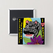 Knop EDS Zebras Vierkante Button 5,1 Cm (Voorkant /achterkant)